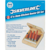 Silverline 4pc TCT Edge Cutting Kitchen Router Bits 8mm & 12mm Shank Bit Set
